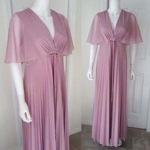 Vintage 1970's Dusty Rose Goddess Maxi Dress